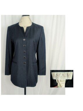 Vintage Escada Pin Stripe Blazer Medium Black